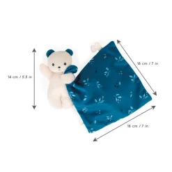 Kaloo Doudou ours Carré douceur Noctambule< Doudou Polyester Recyclé|Doudou Bleu