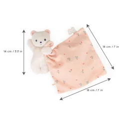 Kaloo Doudou ours Carré douceur Feuilles d'amour< Doudou Rose|Doudou Polyester Recyclé